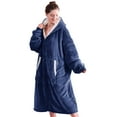 thumbnail image 1 of Wearable Blanket Hoodie, Oversized Giant Hoodie Wearable Blanket Sweatshirt for Adult, Sherpa Fleece Blanket Hoodie with Pocket, Warm Cozy Blanket with Zipper Sleeves Blue, 1 of 6