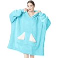 thumbnail image 1 of Wearable Blanket Hoodie, Oversized Sherpa Blanket Sweatshirt with Hood Pocket and Sleeves, Super Soft Warm Plush Hooded Blanket for Adult Women Men, One Size Fits All (Teal), 1 of 6