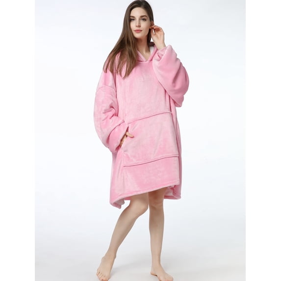 Wearable Blanket Hoodie, Oversized Sherpa Fleece Sweatshirt Blanket with Giant Hood Pocket and Sleeves for Adult, Warm & Cozy Blanket