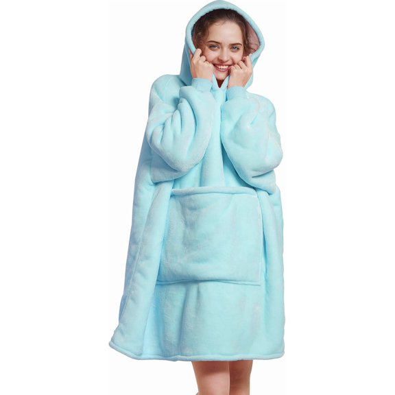 Wearable Blanket Hoodie - Soft Sherpa Blanket Sweatshirt as Gifts for Women Men Adult Teen Kids, One Size