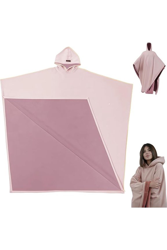 Wearable Blanket Hoodie Unisex Oversized Cloak with Adjustable Hood Loungewear Cape for Unisex Indoor Outdoor Pink