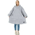 thumbnail image 1 of Wearable Blanket Hoodie Women - Long Sherpa Hooded Blanket for Adult Warm Cozy Blanket Sweatshirt Gifts for Women Men, Standard, Grey, 1 of 7
