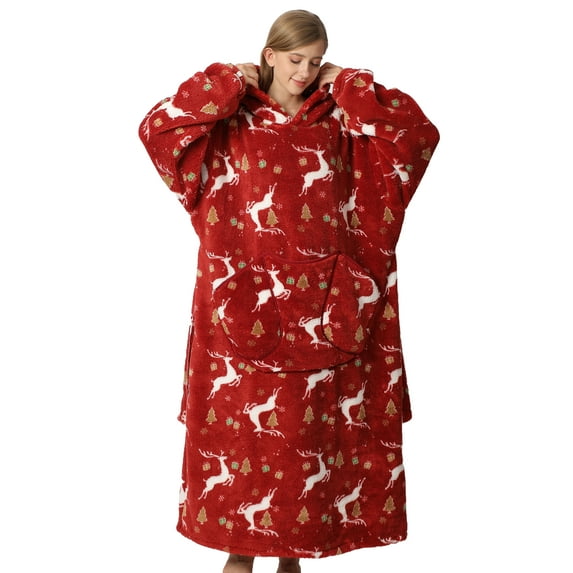Wearable Blanket Hoodie for Women Men Adult Oversized Hooded Blanket Cozy Sweater Super Soft Comfortable Wearable Blanket with Sleeves Hoodie Sweatshirt with Pockets