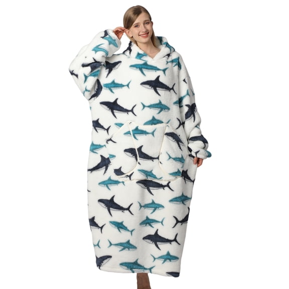 Wearable Blanket Hoodie for Women Men Adult Oversized Hooded Blanket Cozy Sweater Super Soft Comfortable Wearable Blanket with Sleeves Hoodie Sweatshirt with Pockets
