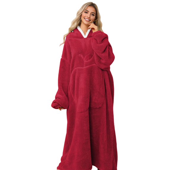 Wearable Blanket Hoodie for Adult Plush Blanket Sweatshirt size