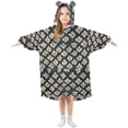 thumbnail image 1 of Wearable Blanket Hoodie for Beige Flower on Black Background Flannel Hooded Blanket with Pockets and Sleeves Suitable, 1 of 7