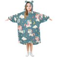 thumbnail image 1 of Wearable Blanket Hoodie for Cartoon Sweet Unicorn Seamless Flannel Hooded Blanket with Pockets and Sleeves Suitable, 1 of 7