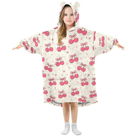 Wearable Blanket Hoodie for Kids Butterfly and Butterfly Flannel Hooded Blanket with Pockets and Sleeves Suitable for Boys and Girls