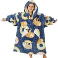 thumbnail image 1 of Wearable Blanket Hoodie for Kids, Sherpa Oversized Sweatshirt Blanket Flannel with Hood Pocket and Sleeves (Sloth), 1 of 7