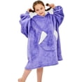 thumbnail image 1 of Wearable Blanket Hoodie for Kids, Sherpa Oversized Sweatshirt Blanket Flannel with Hood Pocket and Sleeves, 1 of 9