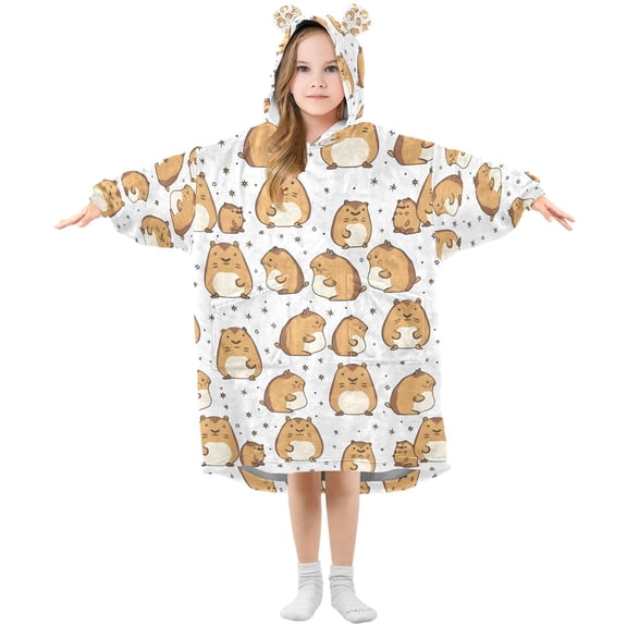 Wearable Blanket Hoodie for Mouse Flannel Hooded Blanket with Pockets and Sleeves Suitable