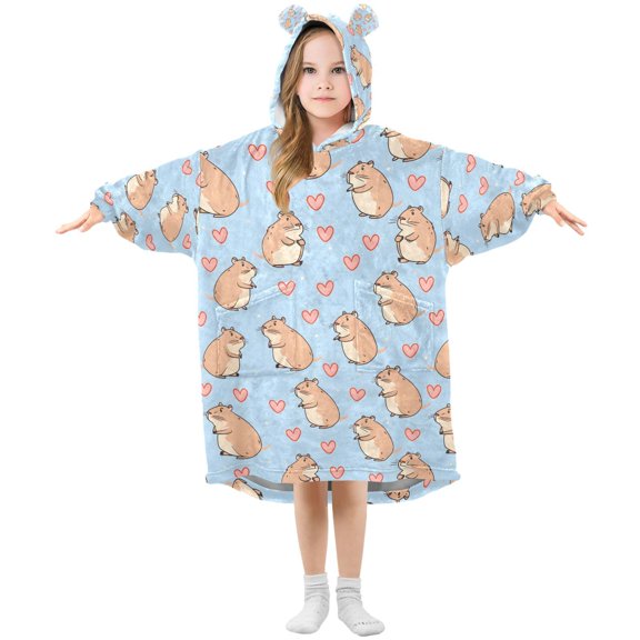 Wearable Blanket Hoodie for Mouse and Love Flannel Hooded Blanket with Pockets and Sleeves Suitable