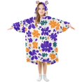 thumbnail image 1 of Wearable Blanket Hoodie for Purple and Orange Floral Flannel Hooded Blanket with Pockets and Sleeves Suitable, 1 of 7