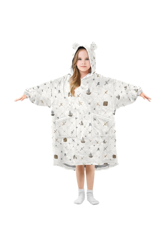 Wearable Blanket Hoodie for Sailboat Flannel Hooded Blanket with Pockets and Sleeves Suitable