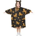 thumbnail image 1 of Wearable Blanket Hoodie for Tiger Leaf Flannel Hooded Blanket with Pockets and Sleeves Suitable, 1 of 7