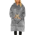 thumbnail image 1 of Wearable Blanket Hoodie for Women Sherpa Sweatshirt Oversized Cozy Giant Pocket Comfy Pullover Sleepwear Set 2026 Light Gray, 1 of 6