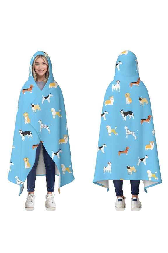 Wearable Blanket,Kirky Hasky Dalmatian Hooded Wearable Sherpa Blanket for Adults & Teens,Winter Poncho Shawl Wrap Cape Thick Warm,60"x80"