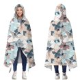 thumbnail image 1 of Wearable Blanket,Light Color Butterfly Leaf Pattern Hooded Wearable Flannel Blanket for Adults & Teens,Winter Poncho Shawl Wrap Cape Cozy Anti-Pill,60"x80", 1 of 5