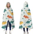 thumbnail image 1 of Wearable Blanket,Light Green Dinosaurs Leaves Pattern Hooded Wearable Flannel Blanket for Adults & Teens,Winter Poncho Shawl Wrap Cape Cozy Anti-Pill,60"x80", 1 of 5