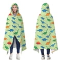 thumbnail image 1 of Wearable Blanket,LightGreen Multicolor Dinosaurs Hooded Wearable Flannel Blanket for Adults & Teens,Winter Poncho Shawl Wrap Cape Cozy Anti-Pill,50"x60", 1 of 5