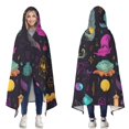 thumbnail image 1 of Wearable Blanket,Mystical Halloween Pattern Hooded Wearable Flannel Blanket for Adults & Teens,Winter Poncho Shawl Wrap Cape Cozy Anti-Pill,50"x60", 1 of 5