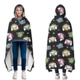 thumbnail image 1 of Wearable Blanket,Neon Controllers Games Icons Black Pattern Hooded Wearable Flannel Blanket for Adults & Teens with Buckle,Winter Poncho Shawl Wrap Cape,50"x60", 1 of 5
