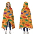 thumbnail image 1 of Wearable Blanket,Orange Dinosaur Volcano Pattern Hooded Wearable Flannel Blanket for Adults & Teens,Winter Poncho Shawl Wrap Cape Cozy Anti-Pill,50"x60", 1 of 5