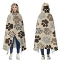 thumbnail image 1 of Wearable Blanket,Paw Print Hooded Wearable Flannel Blanket for Adults & Teens,Winter Poncho Shawl Wrap Cape Cozy Anti-Pill,50"x60", 1 of 5