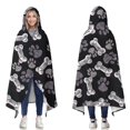 thumbnail image 1 of Wearable Blanket,Paw Prints and Bones Hooded Wearable Flannel Blanket for Adults & Teens,Winter Poncho Shawl Wrap Cape Cozy Anti-Pill,60"x80", 1 of 5