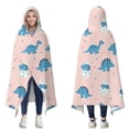 thumbnail image 1 of Wearable Blanket,Pink Cartoon Dinosaurs Eggs Pattern Hooded Wearable Flannel Blanket for Adults & Teens,Winter Poncho Shawl Wrap Cape Cozy Anti-Pill,50"x60", 1 of 5