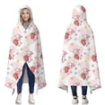 thumbnail image 1 of Wearable Blanket,Pink Cow Strawberry Flower Pattern Hooded Wearable Sherpa Blanket for Adults & Teens,Winter Poncho Shawl Wrap Cape Thick Warm,50"x60", 1 of 5