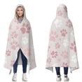 thumbnail image 1 of Wearable Blanket,Pink Dog Paw Hooded Wearable Sherpa Blanket for Adults & Teens,Winter Poncho Shawl Wrap Cape Thick Warm,50"x60", 1 of 5