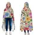thumbnail image 1 of Wearable Blanket,Pioneer Flower Floral Print Pattern Hooded Wearable Flannel Blanket for Adults & Teens with Buckle,Winter Poncho Shawl Wrap Cape,50"x60", 1 of 5