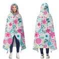 thumbnail image 1 of Wearable Blanket,Pioneer Flower Floral Print Pattern Hooded Wearable Flannel Blanket for Adults & Teens,Winter Poncho Shawl Wrap Cape Cozy Anti-Pill,50"x60", 1 of 5