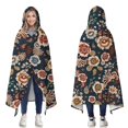 thumbnail image 1 of Wearable Blanket,Pioneer Flower Floral Print Pattern Hooded Wearable Flannel Blanket for Adults & Teens,Winter Poncho Shawl Wrap Cape Cozy Anti-Pill,60"x80", 1 of 5