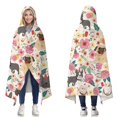 thumbnail image 1 of Wearable Blanket,Pug Dogs with Pioneer Flower Hooded Wearable Flannel Blanket for Adults & Teens,Winter Poncho Shawl Wrap Cape Cozy Anti-Pill,60"x80", 1 of 5
