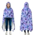 thumbnail image 1 of Wearable Blanket,Purple Butterfly Pattern Hooded Wearable Flannel Blanket for Adults & Teens with Buckle,Winter Poncho Shawl Wrap Cape,50"x60", 1 of 5