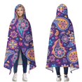 thumbnail image 1 of Wearable Blanket,Purple Paisley and Floral Pattern Hooded Wearable Flannel Blanket for Adults & Teens,Winter Poncho Shawl Wrap Cape Cozy Anti-Pill,60"x80", 1 of 5