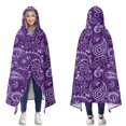 thumbnail image 1 of Wearable Blanket,Purple Paisley Pattern Hooded Wearable Flannel Blanket for Adults & Teens,Winter Poncho Shawl Wrap Cape Cozy Anti-Pill,60"x80", 1 of 5