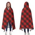 thumbnail image 1 of Wearable Blanket,Red Black Checkerboard Checkered Pattern Hooded Wearable Sherpa Blanket for Adults & Teens,Winter Poncho Shawl Wrap Cape Thick Warm,50"x60", 1 of 5