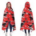 thumbnail image 1 of Wearable Blanket,Red Cartoon Dinosaurs Skiing Pattern Hooded Wearable Flannel Blanket for Adults & Teens,Winter Poncho Shawl Wrap Cape Cozy Anti-Pill,50"x60", 1 of 5