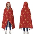 thumbnail image 1 of Wearable Blanket,Red Christmas Golden Reindeer Pattern Hooded Wearable Flannel Blanket for Adults & Teens,Winter Poncho Shawl Wrap Cape Cozy Anti-Pill,60"x80", 1 of 5