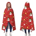 thumbnail image 1 of Wearable Blanket,Red Christmas Snowman Pattern Hooded Wearable Sherpa Blanket for Adults & Teens,Winter Poncho Shawl Wrap Cape Thick Warm,50"x60", 1 of 5