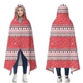 thumbnail image 1 of Wearable Blanket,Red Christmas Striped Pattern Hooded Wearable Sherpa Blanket for Adults & Teens,Winter Poncho Shawl Wrap Cape Thick Warm,50"x60", 1 of 5