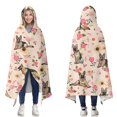 thumbnail image 1 of Wearable Blanket,Shepherd Dog and Flower Floral Hooded Wearable Flannel Blanket for Adults & Teens,Winter Poncho Shawl Wrap Cape Cozy Anti-Pill,50"x60", 1 of 5