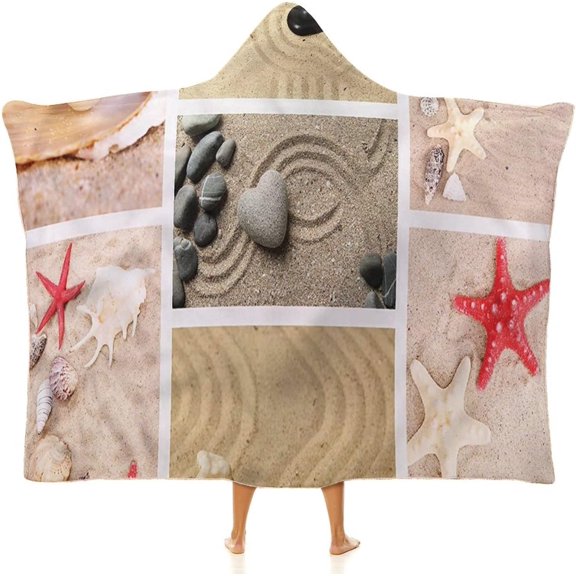 Wearable Blanket, Tropical Hooded Blanket for Adults, Exotic Beach Palms, Soft Warm Cozy, 60 x 80inches, Children and Adults, Women Gift, Multicolor