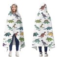 thumbnail image 1 of Wearable Blanket,White Cartoon Dinosaurs Names Pattern Hooded Wearable Flannel Blanket for Adults & Teens,Winter Poncho Shawl Wrap Cape Cozy Anti-Pill,60"x80", 1 of 5