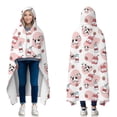 thumbnail image 1 of Wearable Blanket,White Cow Milk Strawberry Pattern Hooded Wearable Flannel Blanket for Adults & Teens with Buckle,Winter Poncho Shawl Wrap Cape,50"x60", 1 of 5
