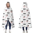 thumbnail image 1 of Wearable Blanket,White Cow Moo Pattern Hooded Wearable Flannel Blanket for Adults & Teens,Winter Poncho Shawl Wrap Cape Cozy Anti-Pill,60"x80", 1 of 5