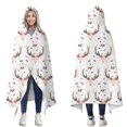 thumbnail image 1 of Wearable Blanket,White Deer Antler Flower Pattern Hooded Wearable Flannel Blanket for Adults & Teens,Winter Poncho Shawl Wrap Cape Cozy Anti-Pill,60"x80", 1 of 5